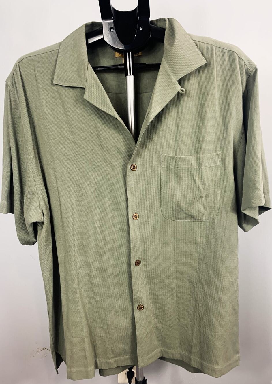 Gold Tri-Mountain 100% Silk Button Down Medium Men's Polo NEW
